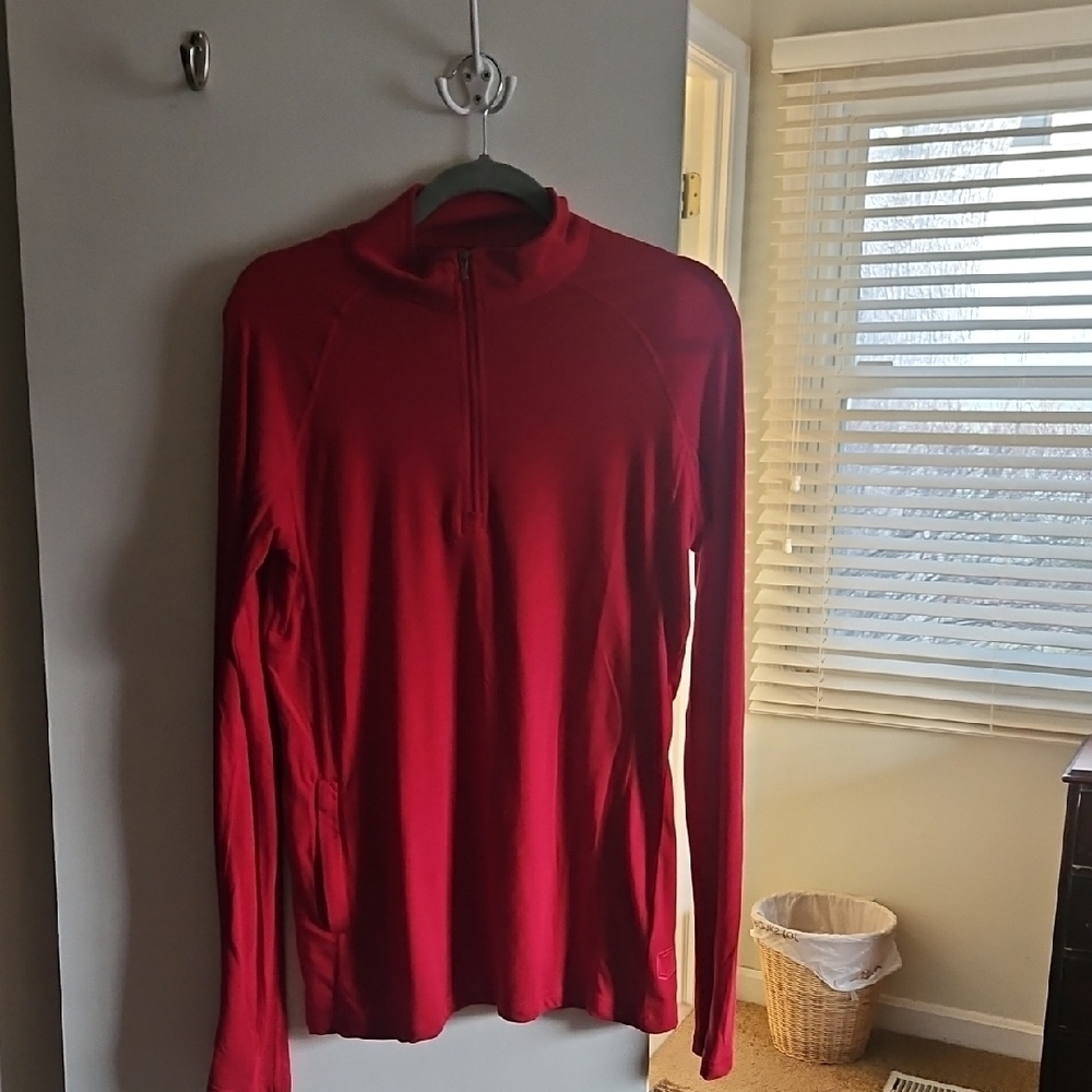 Red Fitted Polo Collar Sweatshirt